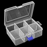 Plastic Jewelry Organizer Box, 6 Grids 6.29 Inch X 4.52 Inch Clear Organizer Box, Adjustable Grids Storage Container for Earrings, Beads, Crafts, Tools, Small Items