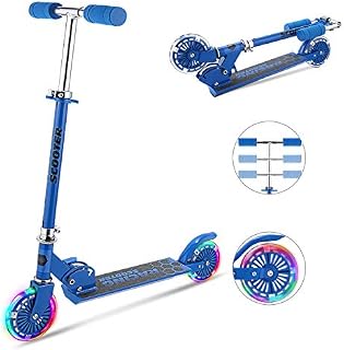Hikole Scooter for Kids with LED Light Up Wheels, Adjustable Height Kick Scooters