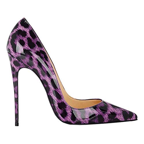 FSJ Women Sexy Leopard Printed Dress Shoes Pointy Toe High Heels Stilettos Pumps Size 7 Purple - Thumbnail 2