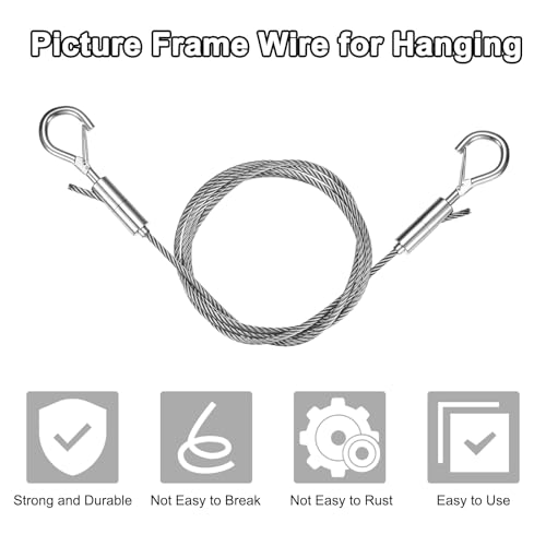 Image of M METERXITY 1-Pack Adjustable Picture Hanging Wire Kit, 1.5mx4mm Mirror Hanging Wire, Holds Up to 882lbs(400kg) 4.9FT Picture Frame Wire for Billboards /Basket /Flowerpot