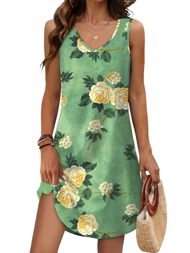 Image of Aokosor Womens Summer Dresses 2026 Loose V Neck Sleeveless Dress Sundresses Swimsuit Coverup Vacation Outfits