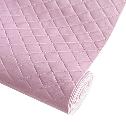 Diamond Quilted Pattern Artificial Faux Leather 11.8x53inch (30x135cm) Super Soft Craft Supplies Synthetic Leather DIY Hair Bows, Handbags and Craft Supplies (Pink)