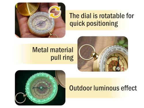 2 brújulas impermeables de latón para senderismo miniatura 3