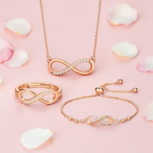 Image of Nilu's Collection Infinity Shape Cubic Zirconia Diamond Bracelet for Women Jewelry for Gift, Adjustable Charm Bracelet