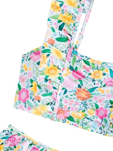 Milumia Girl's 2 Piece Floral Print Swimsuits Cute Ruffle Bikini Bathing Suits4