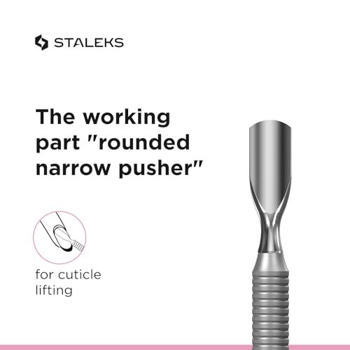 Image of Staleks Beauty & Care Manicure Pusher 30 Type 1 - Dual-Ended Cuticle Pusher and Hatchet-shaped Cleaner - Stainless Steel Tool for Home Use