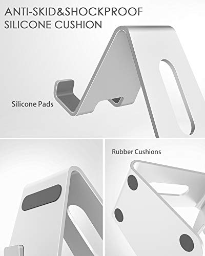 Image of CreaDream Cell Phone Stand, Cradle, Holder,Aluminum Desktop Stand Compatible with Switch, All Smart Phone, iPhone 11 Pro Xs Max Xr X Se 8 7 6 6s Plus SE 5 5s-Silver