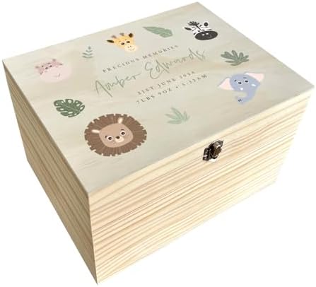Gift Idea 1: Personalised Jungle Animals Baby Keepsake Box