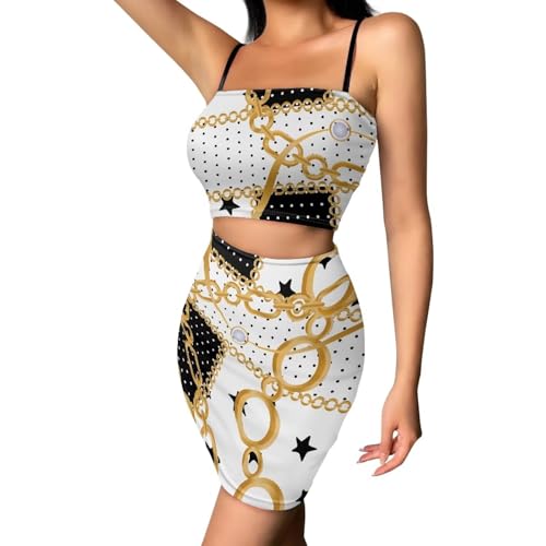 Image of 2025 Sexy Spaghetti Strap Crop Tops and Bodycon Skirt Casual 2 Piece Set S-4XL