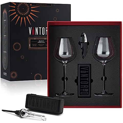 Vintorio Wine Glass, Aerator, and Corkscrew Set Essential Wine Gift Box - Open, Decant, and Enjoy Cover