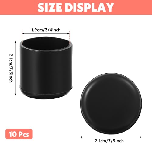 Image of 10 Pcs Rubber Chair Leg Floor Protectors,Round Rubber Chair Leg Caps,Black Chairs Foot Covers for Metal Tubing,Round Desk Chairs Legs,Glide Protection(3 /4 inch /19 mm)