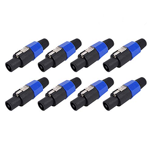 Yuyaokk 8 Pack Speakon Cable Adapter Connectors 4 Pole Audio Speaker Plug Twist Lock Compatiable with Speakon NL4FC NL4FX NLT4X NL2FC