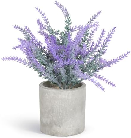 Artificial Lavender Flowers in Pot, Lavender Plant Small Faux Pot...