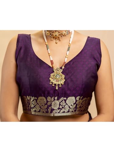 Image of SIRIL Women's Silk Dual Tone Jacquard Banarasi Saree with Unstitched Blouse Piece
