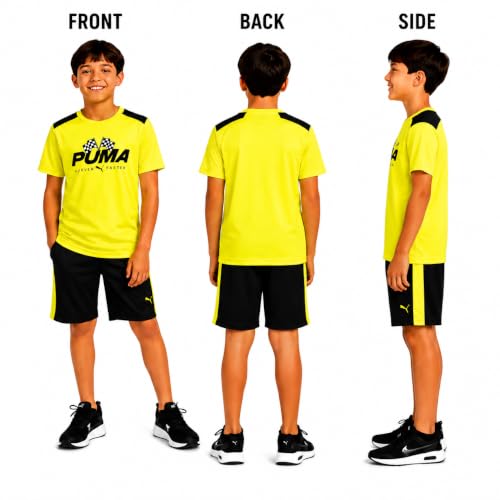 Image of PUMA Boys Active Shorts Set - 2 Piece Dry Fit T-Shirt and Performance Gym Shorts - Activewear Clothing Set for Boys (4-16)