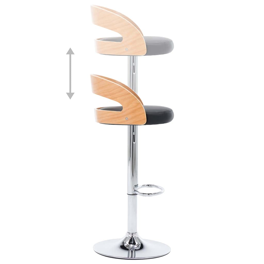 vidaXL 2X Sedie da Bar Moderne Eleganti Imbottite Morbide con Poggiapiedi Regolabili Sgabelli Alti Pub Cucina Neri in Similpelle e Legno Curvato