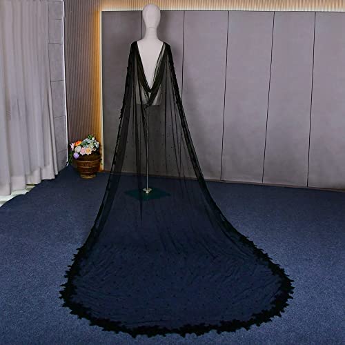 Capa nupcial negra con encaje premium para vestidos de novia de talla grande 2
