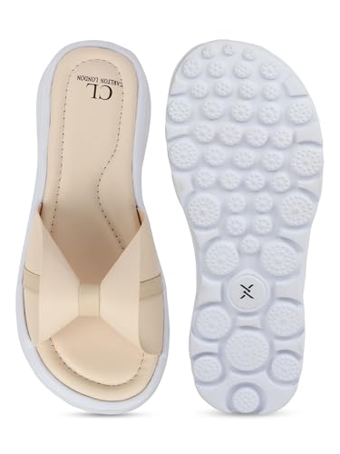 Image of Carlton London women's Comfort Slide Sandals with Bow