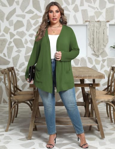 Image of Plus Size Lightweight Cardigan for Women Soft with Pockets 1X-5X