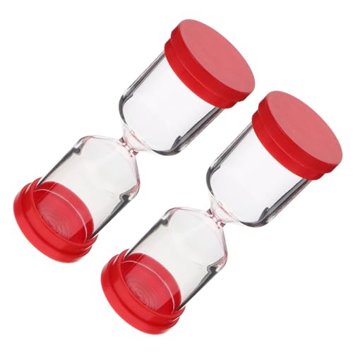 MAGICLULU Temporizador de Reloj de Arena Recargable 2 Unidades Tapones Rojos para Estudiantes y Profesionales en Oficina y Estudio, Pequeño Reloj de Arena para Manualidades y Decoración