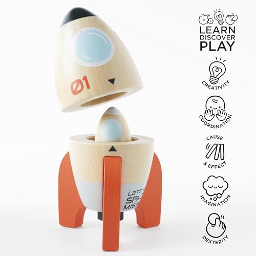 Le Toy Van TV808 Wooden Space Duo Toy, Plastic Free with Hidden Mini Rocket, Suitable for 24+ months - Image 2