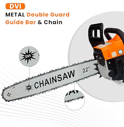 Image of HEAVY DUTY 22inch HARVESTOR CHAIN SAW, 58cc 2 stroke Air cooled Cutting trees, Wood cutting, Garden Yard, Agriculture, industrial, Rescue Landscapes, Orange (AI-5800 PETROL CHAIN SAW)