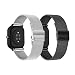 Produktbild LanQii 20mm Metall Armband für Amazfit Active 2/Active/Bip 3/Bip 3 Pro/Bip/Bip S Uhrenarmband, Edelstahl Ersatzarmband für Amazfit GTR Mini/GTR 42mm/GTS 4/GTS 4 Mini/GTS 3/GTS 2 - Schwarz/Silber