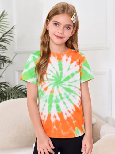 Image of Haloumoning Girls Short Sleeve T Shirts 5-14 Years | Kids Summer, T shirt Girls,Crewneck Tops, Curved Hem Tees,Back to School Summer Tops,Fashion Clothes