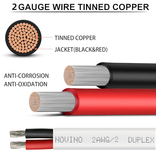 Image of 2 Gauge Marine Wire,2 AWG 10ft Duplex Marine Grade Wire Tinned Copper Heavy Duty Sheathed Cable for Boat /Automotive /RV /Camper /Trailer Outdoor Use