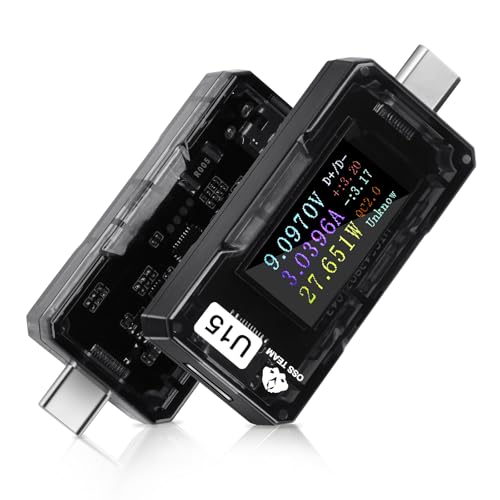 Image of USB C Power Meter Tester, Digital Multimeter with Color Screen, 4-25V /5A Voltage Current Monitor, Supports PD3.0 QC3.0 Fast Charging Protocols