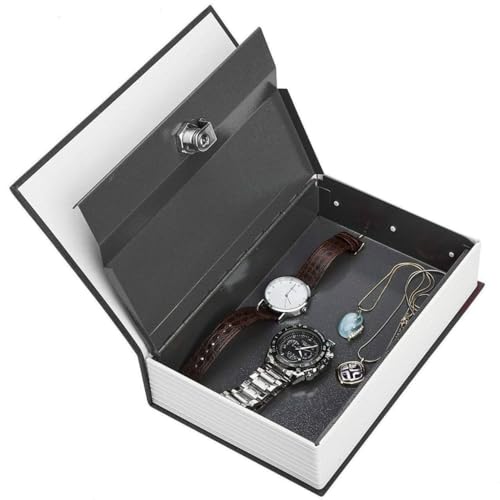 Image of Book Safe Dictionary Style - Hidden Metal Locker Box with Lock and Key for Jewelry, Money, and Valuables - Secure Home Safe in Classic Book Design