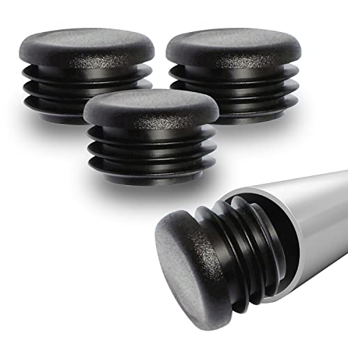 Prescott Plastics 1" Inch (25.4 mm) Round Plastic Hole Plugs, Inserts, Black End Caps for Metal Tubing, Hardware Plugs, Fences, Glide Protection from Chair Legs and Furniture - Pack of 10