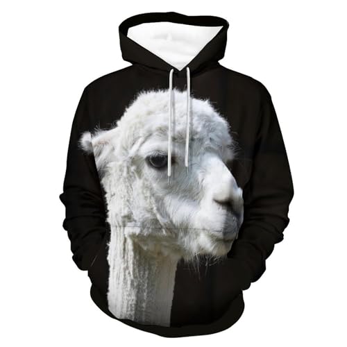 Sweat à capuche Alpaga Blanc UMENG pull manches longues doux et unisexe S