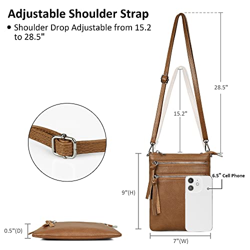Image of befen Small Genuine Leather Crossbody Purses for Women Trendy Travel Shoulder Handbags with Multiple Zipper Pockets