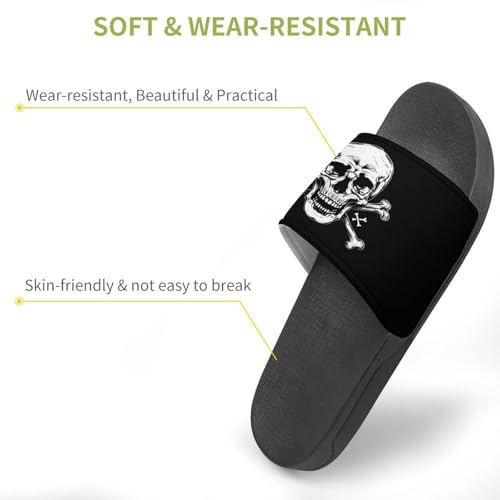 Skull & Crossbones Non Slip Slides Sandals for Women Men Quick Drying Shower Shoes for Bathroom Pool Beach3