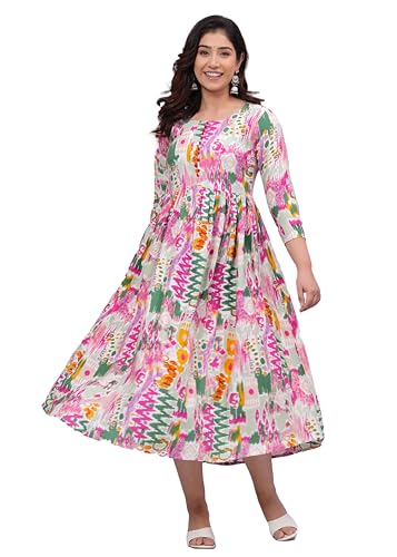 Women Anarkali Designer Printed Pom-Pom Kurti