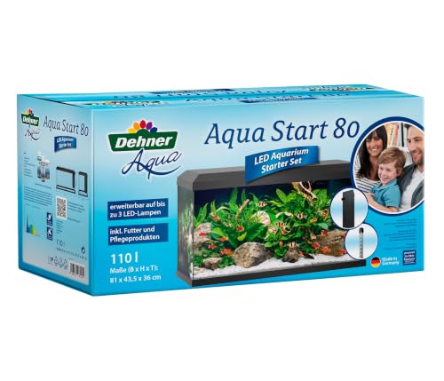 Dehner Aqua Aquarium Starterset 80, ca. 81 x 36 x 45 cm, inkl. Futter und Pflegeprodukten