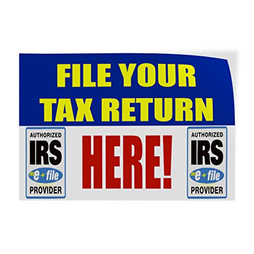 Autocollant vinyle File Your Tax Return Here signalétique bureau 35x25