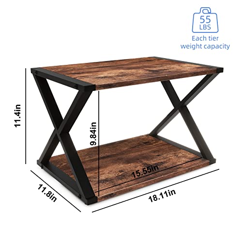 Calask Desktop Printer Stand With Storage 2-Tier Wood Under Desk Printer Table, Multi-Purpose Printer Shelf For Home Office Organizer Storing Heavy Duty Fax Machine, Scanner, Rustic Brown #TOP3