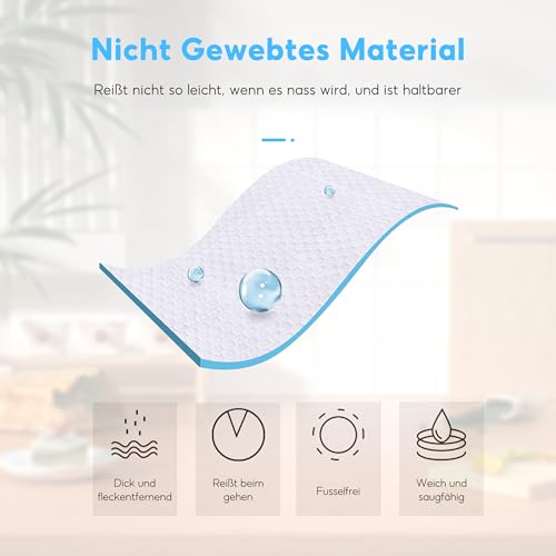 SXCCNW Wischtücher auf Rolle, 4 Rollen Einweg Reinigungstücher, Putztücher auf Rolle Lappen Einweg Putztücher Vliesstoffe Küchentücher Putztuch für Wohnküche Esstisch 50 Stück pro Rolle 4 Farben