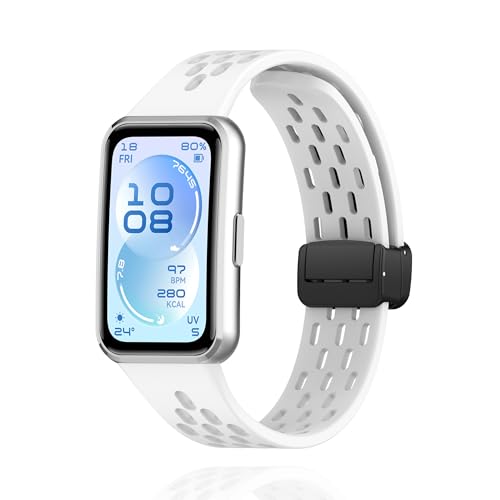 [MELEJIA] For HUAWEI Band 11 / HUAWEI Band 11 Pro �o���h �����x���g �}�O�l�b�g�N���X�v �V���R���� �����o���h �X�|�[�c �������� �_�炩 �y�� �h�� �ʋC �j�����p ���t���ȒP (�z���C�g)