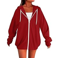 Sweat Zippé à Capuche Femme Manches Longues Décontracté Sweatshirt à Capuche Gilet Grande Taille Veste Sport Femme Automne Hiver Chaud Chic Élégant Streetwear Oversize Hoodie