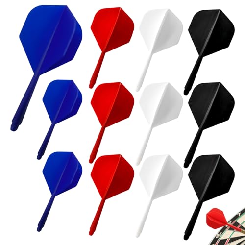 OhebEsx Dart Flights mit Schaft, Dart Zubehör, 12-teiliges Flights Darts Set, Präzisionsflügel für Steel und Soft Darts, Verbesserte Flugstabilität, Spieler, Kompatibel mit Standard-Da
