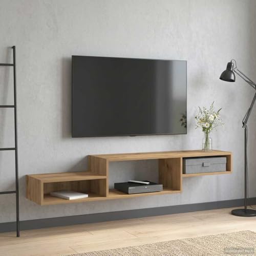 Meuble bas flottant suspendu haut de gamme 150 cm aspect chêne texturé