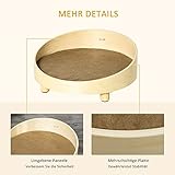 PawHut Hundesofa aus Ratten Erhöhtes Haustiersofa mit Kissen Katzensofa Hundebett Haustierbett Hundeschlafplatz für minimale Hunde waschbarer Bezug Holzbeine Natur+Hellbraun Ø59 x 23,5 cm
