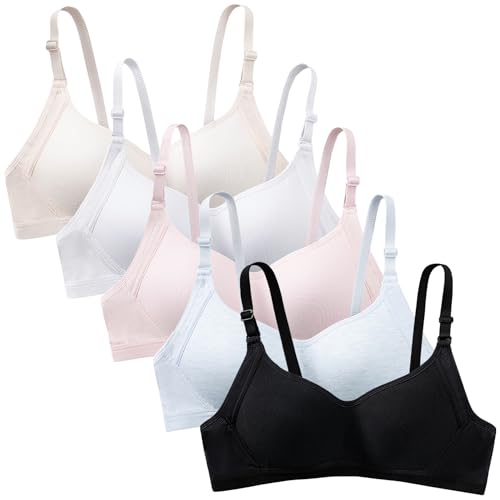 Phennie's Young Girl's Crop Bras Teen Wirefree Thin Cups Breathable Bra Cotton Brassiere
