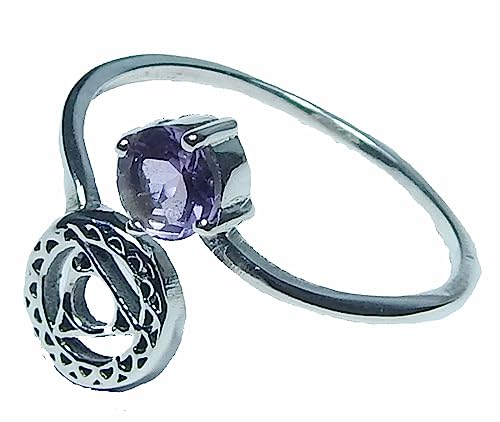 Image of 925 sterling silver amethyst ring handmade ring round faceted amethyst ring Bohemian Vintage Symbol Ring Gift For Her