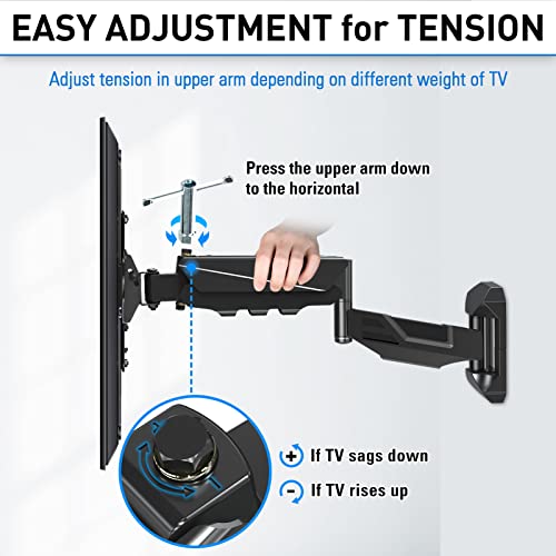 Mountup Height Adjustable Tv Wall Mount, Tv Mount For Most 26-55 Inch Tvs, Gas Spring Full Motion Tv Wall Mount Bracket, Swivel Tilt Single Articulating Arm, Fits Max Vesa 400X400Mm, 11-44Lbs Mu0037 #TOP6