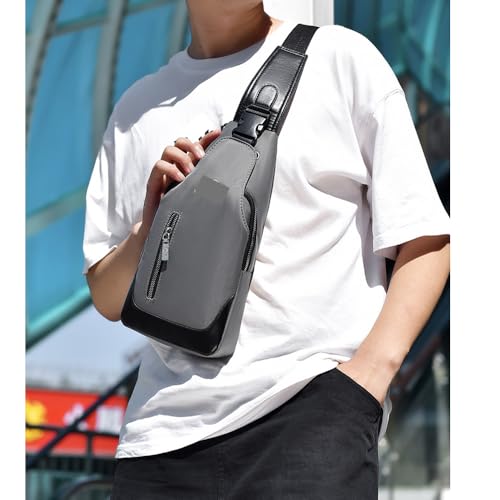 Crossbody Chest Bag Unisex Oxford Cloth Crossbody Bag Adjustable Shoulder Strap Headphone Jack Layered Travel Hiking Backpack2