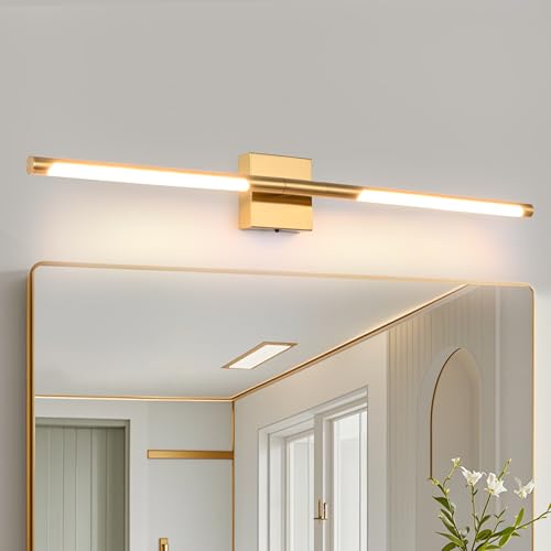 Image of TODOLUZ 40-Inch 5CCT 22W LED Bathroom Vanity Light Fixture, Brushed Brass 2700K-5500K Wall Sconce Lighting with Rotatable Lamp Tube